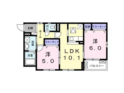 YK ハイム(2LDK/1階)の間取り写真