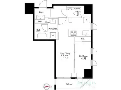 グランスイート四谷エクシア(1LDK/6階)の間取り写真