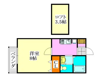 QUATRE SAISONS(1K/2階)の間取り写真