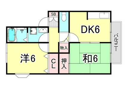 レバント夙川(2DK/1階)の間取り写真