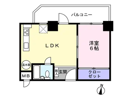 花隈ダイヤハイツ(1DK/6階)の間取り写真