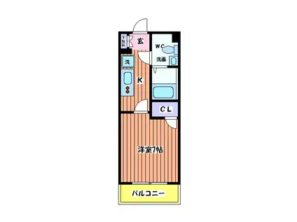 ヴィラフローリッシュ(1K/4階)の間取り写真