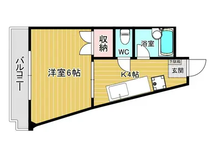 オークヴィラ小倉(1K/4階)の間取り写真