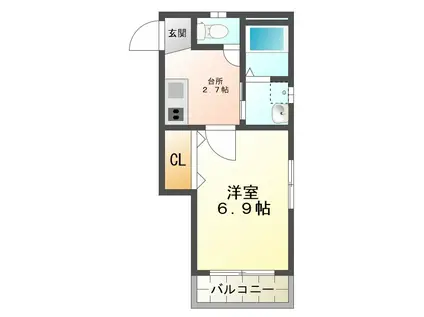 セイシンハイツ(1K/2階)の間取り写真