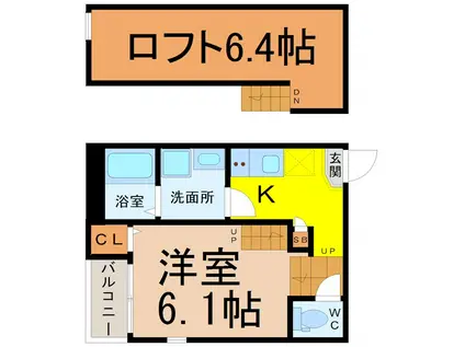 アンジュ ド ボヌール(1SK/1階)の間取り写真