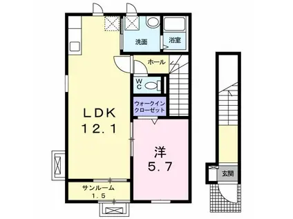 ヴェルディー燕 P-III(1LDK/2階)の間取り写真