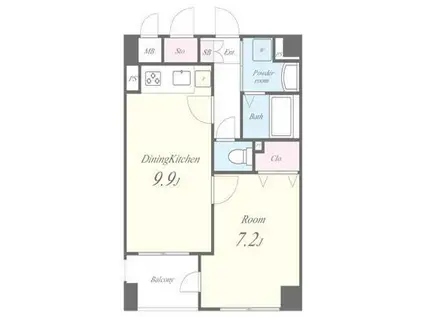 プリム ヴェール蔵前(1LDK/2階)の間取り写真