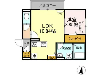 LUSSOII(1LDK/2階)の間取り写真