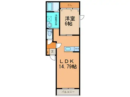 SOLEIL(1LDK/2階)の間取り写真