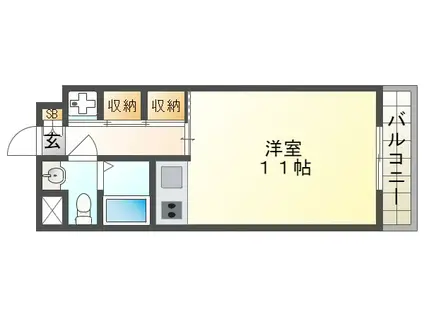 イースト・ヒルズ(ワンルーム/2階)の間取り写真