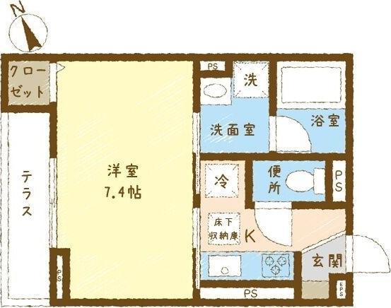 ボヌールB(1K/3階)の間取り写真