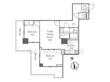 リバーシティ21新川(2LDK/19階)の間取り写真