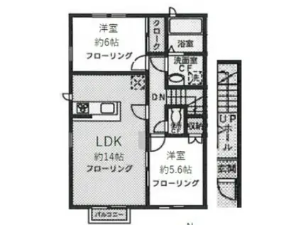 グリーンフォレストE棟(2LDK/2階)の間取り写真