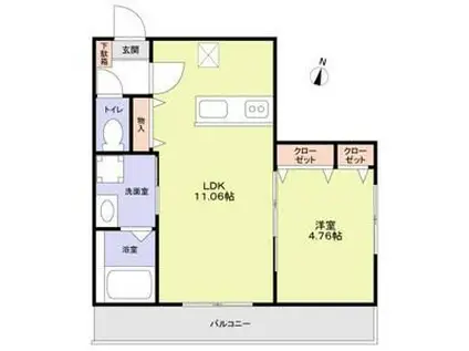 ヴィオラ テラス 北寺尾(1LDK/2階)の間取り写真