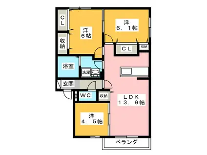 ＪＲ東海道本線 大垣駅 徒歩41分 2階建 築13年(3LDK/2階)の間取り写真