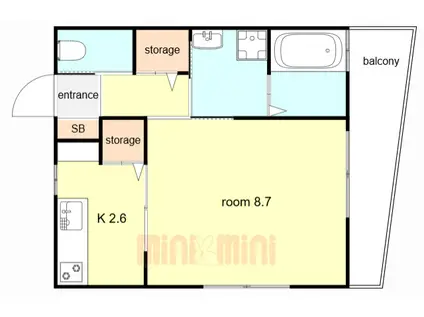 ハイツウエストII(1K/1階)の間取り写真