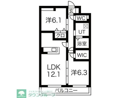 GRANDUKE松原(2LDK/6階)の間取り写真