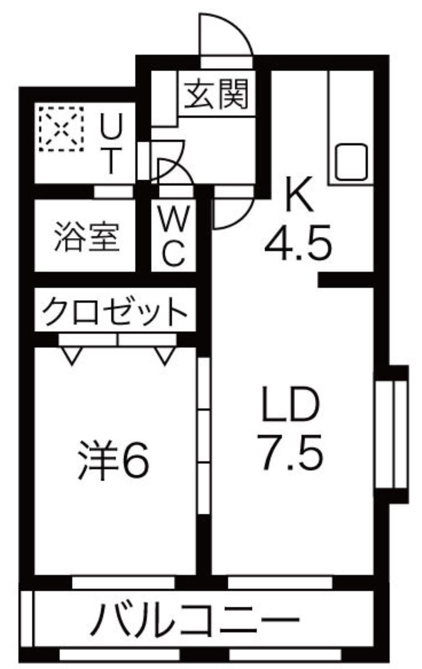 ヴィガラスM(1LDK/1階)の間取り写真