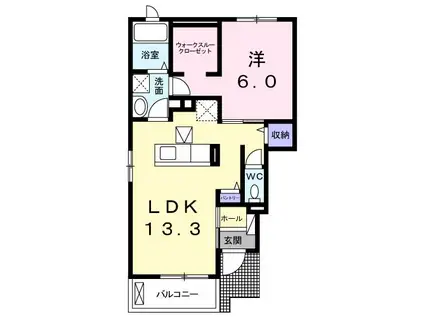 プレッソ大河(1LDK/1階)の間取り写真