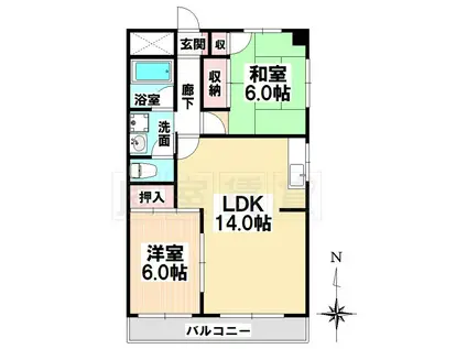 第一メゾン春日野(2LDK/3階)の間取り写真