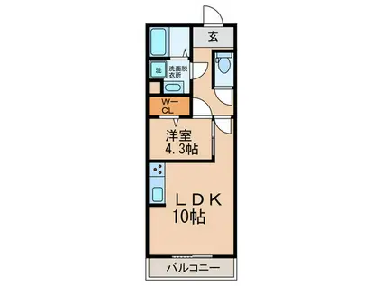サンジェルマン市岡(1LDK/2階)の間取り写真