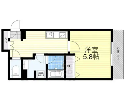 シャンテリーブル(1K/2階)の間取り写真