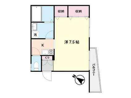 ヴィラ三條(1K/2階)の間取り写真