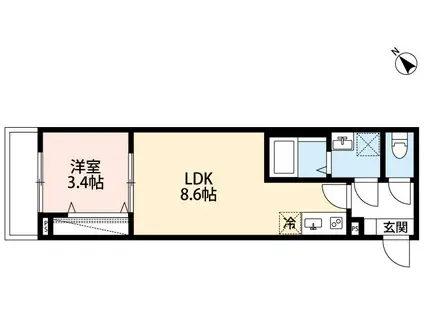 ROBOT HOME 弁天(1LDK/3階)の間取り写真