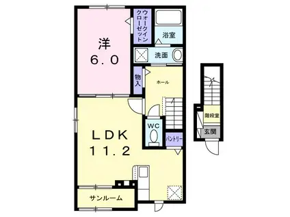 シーブルーム(1LDK/2階)の間取り写真