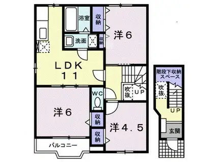 リベラシオン福永A(3LDK/2階)の間取り写真