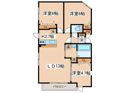 BRISE SEASON双葉テラス(3LDK/2階)の間取り写真