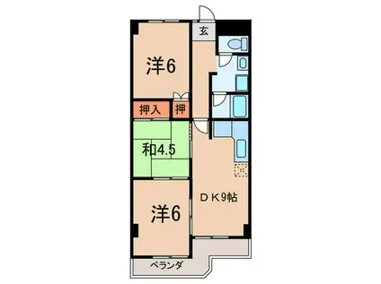 ユニオンハイツ八橋B(3DK/2階)の間取り写真