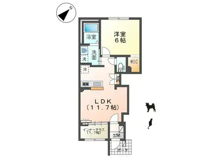 ソレイユ メイ(1LDK/1階)の間取り写真