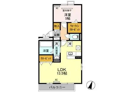 アプサラI(1LDK/1階)の間取り写真