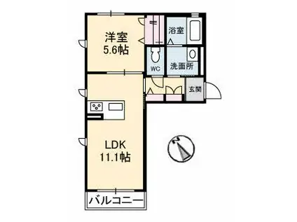 シャーメゾン安東(1LDK/1階)の間取り写真