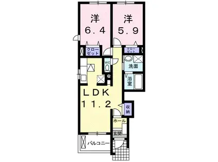 キラリ・トヨダ(2LDK/1階)の間取り写真