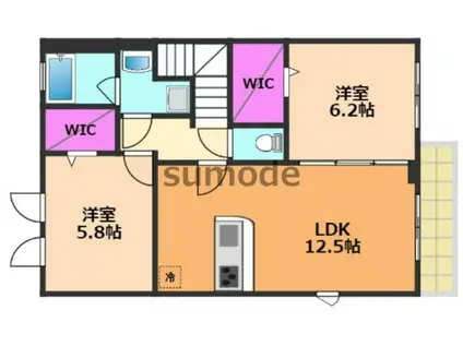 シェリール上泉(2LDK/2階)の間取り写真