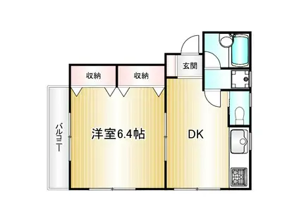 ビィラ石神井(1DK/2階)の間取り写真