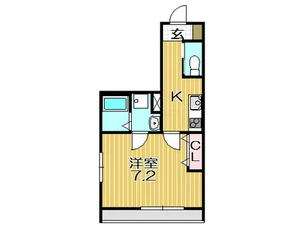 メゾンベールKT戸越(1K/3階)の間取り写真