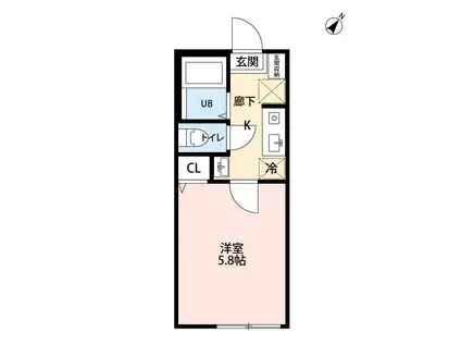 サウス LAGOON大岡1丁目(1K/1階)の間取り写真