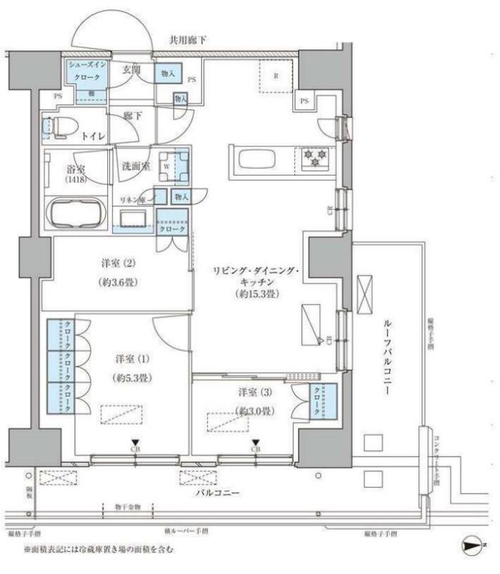 パークアクシス品川天王洲アイル(3LDK/9階)の間取り写真