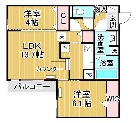 LA MAISON 青木町1(2LDK/3階)の間取り写真