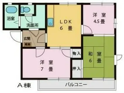 シルキーウインド(3DK/1階)の間取り写真