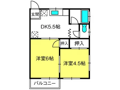 寿ハイツ(2DK/2階)の間取り写真