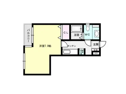 モナーク大橋(1K/1階)の間取り写真