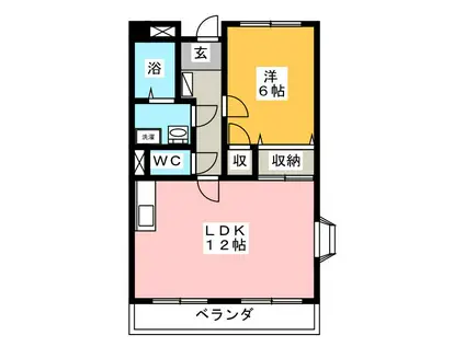 LIMPIAアメニティヒルズ・こいわい(1LDK/1階)の間取り写真