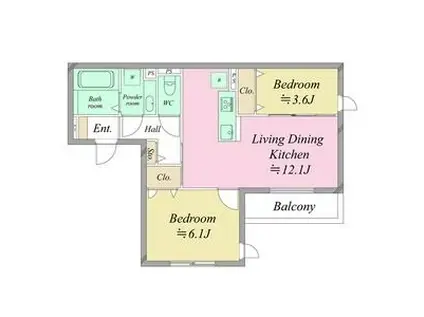 堺市堺区桜之町東一丁PJ(2LDK/2階)の間取り写真