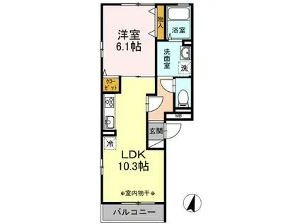 メルヴェーユ(1LDK/3階)の間取り写真