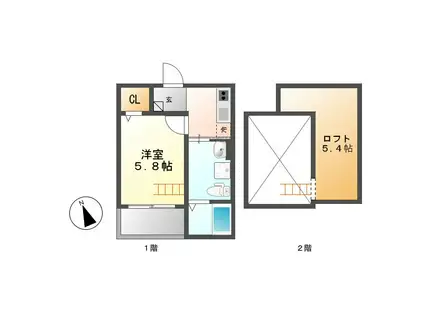 シャルム(1K/1階)の間取り写真