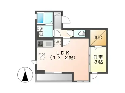 シュヴァル(1LDK/1階)の間取り写真